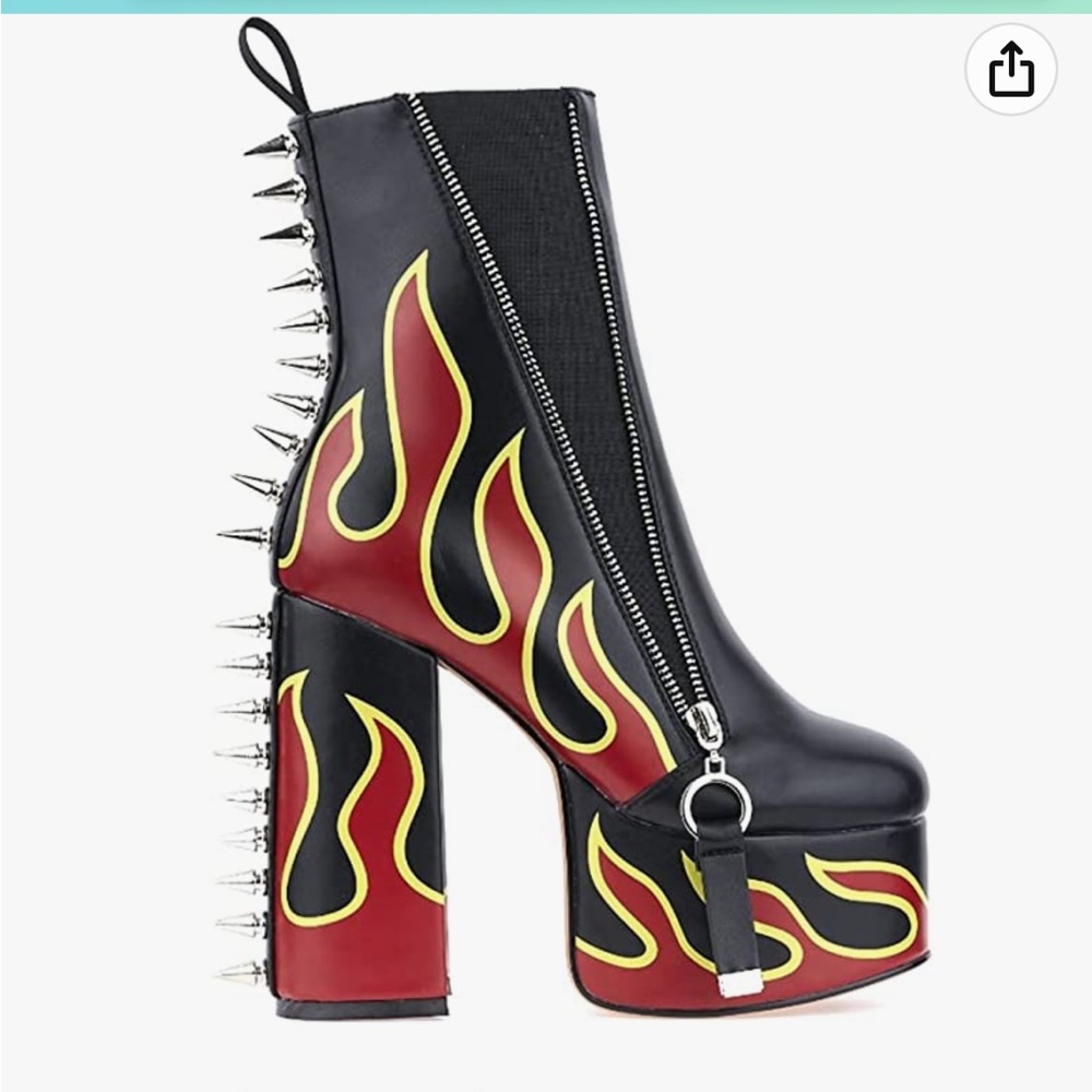 Spiked Flame Platform boots